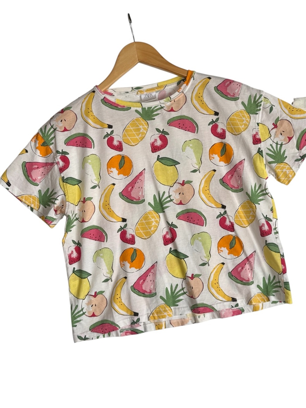 Zara short sleeve crop top w/ all over colorful fruit print Kids Girl
